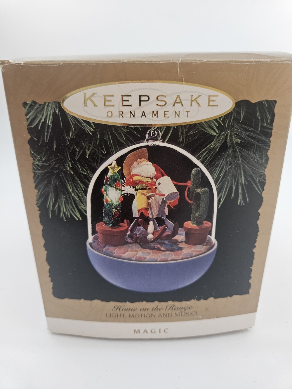 VTG Hallmark Ornament Magic "Home On The Range" Light,Motion,Music 1993 W/Box